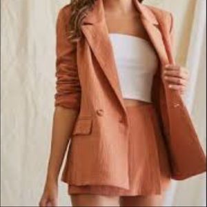 F21 Ribbed Notched Blazer and Skort set
